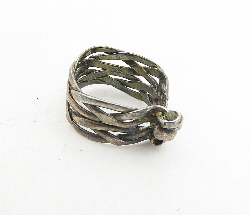 925 Sterling Silver  Vintage Modernist Braided Shank Band Ring Sz 6.5  RG8672