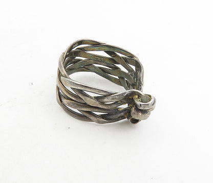 925 Sterling Silver  Vintage Modernist Braided Shank Band Ring Sz 6.5  RG8672