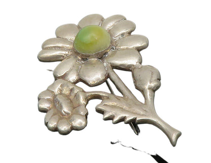 MEXICO 925 Sterling Silver  Vintage Antique Jasper Flowers Brooch Pin  BP5044