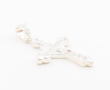 925 Sterling Silver  Vintage Cubic Zirconia Religious Cross Pendant  PT16334