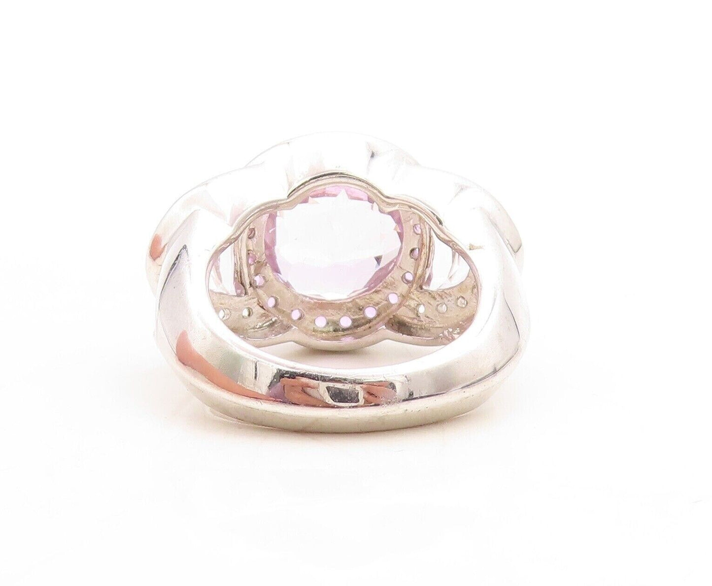 925 Sterling Silver Vintage Ring Round Cut Amethyst & Topaz  Sz 7.5  RG30082