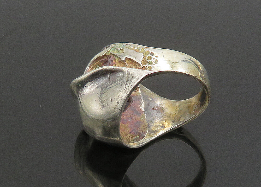 925 Sterling Silver  Vintage Shiny Skeleton Head Biker Ring Sz 9.5  RG23329