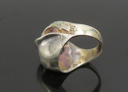 925 Sterling Silver  Vintage Shiny Skeleton Head Biker Ring Sz 9.5  RG23329