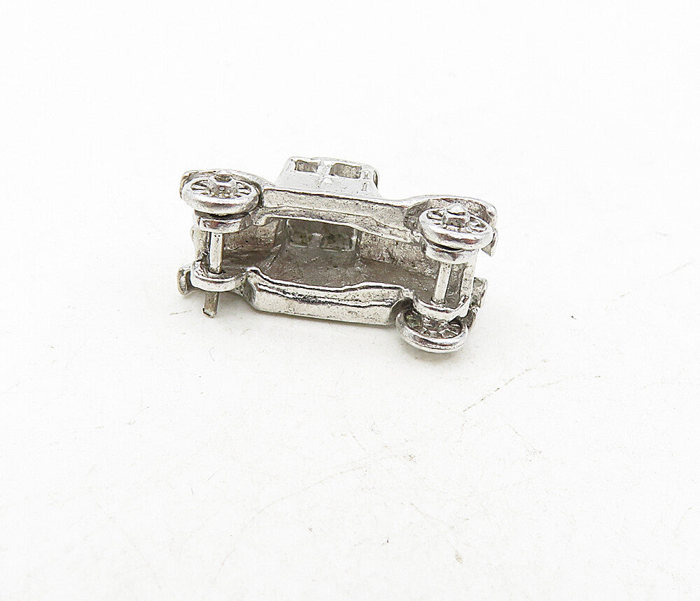 925 Sterling Silver  Vintage Dark Tone Old Fashioned Car Motif Pendant  PT6570