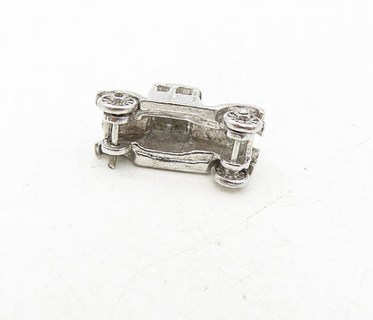 925 Sterling Silver  Vintage Dark Tone Old Fashioned Car Motif Pendant  PT6570