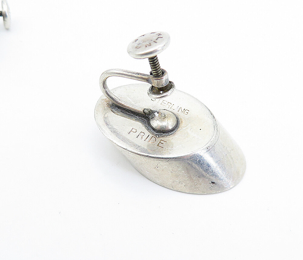 PRIDE 925 Sterling Silver  Vintage Smooth Oxidized Non Pierce Earrings  EG2096
