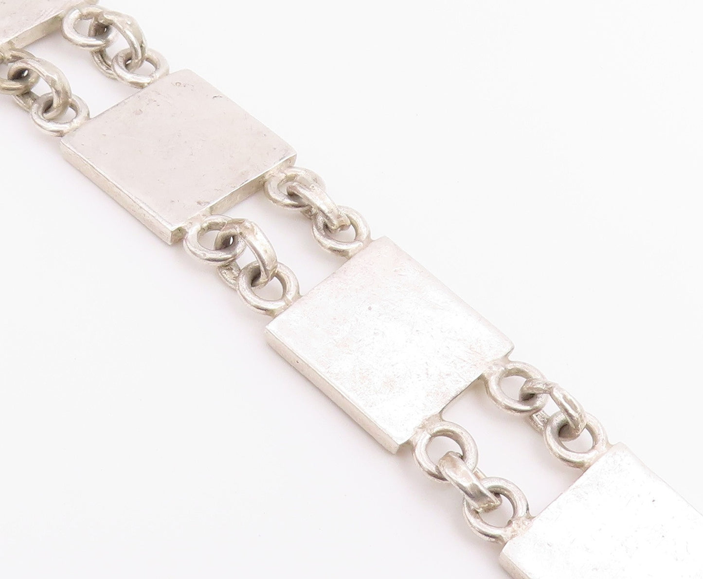 925 Sterling Silver Vintage Bracelet Modernist Geometric Square Link  BT12210