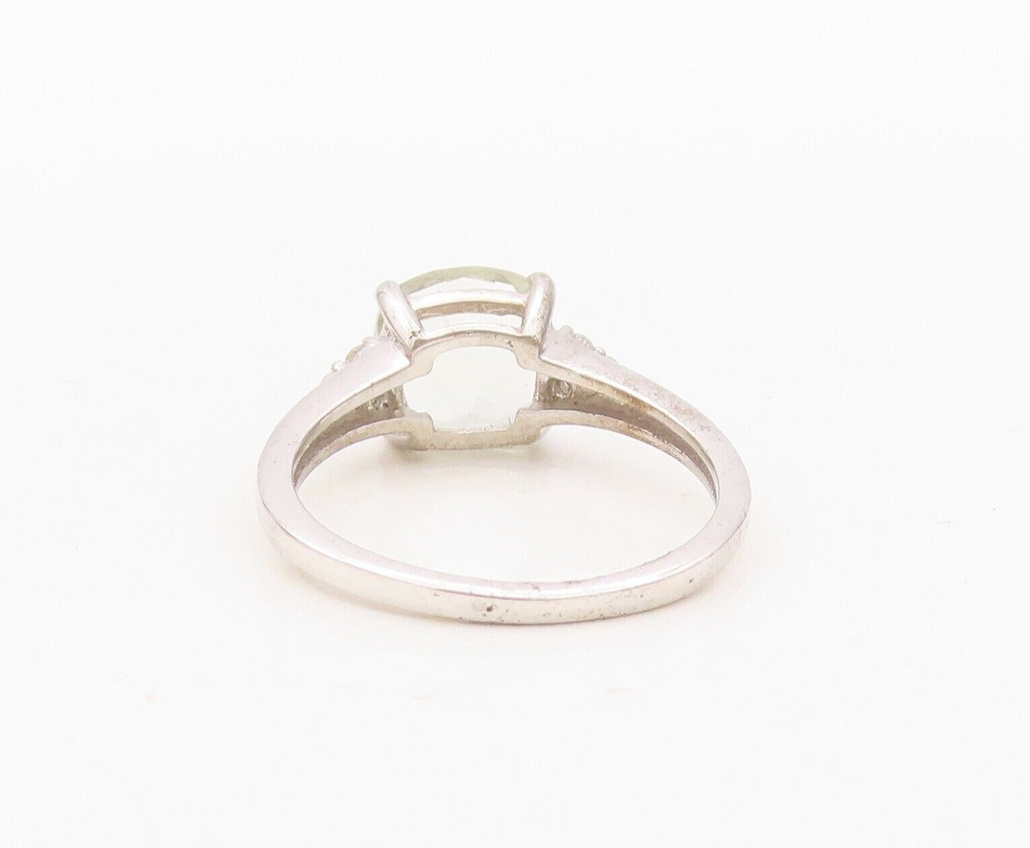 925 Sterling Silver Vintage Ring Minimalist Square Cut Topaz  Sz 7  RG30397