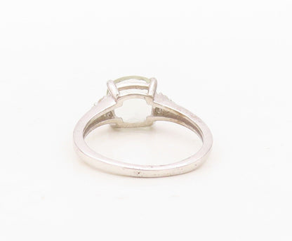 925 Sterling Silver Vintage Ring Minimalist Square Cut Topaz  Sz 7  RG30397