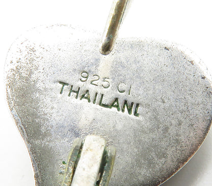 925 Sterling Silver  Vintage  Shiny Frosted Love Heart Drop Earrings  EG7610