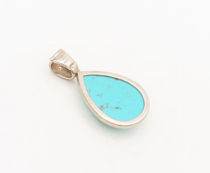 925 Sterling Silver Vintage Pendant WHITNEY KELLY Pear Shaped Turquoise  PT22405