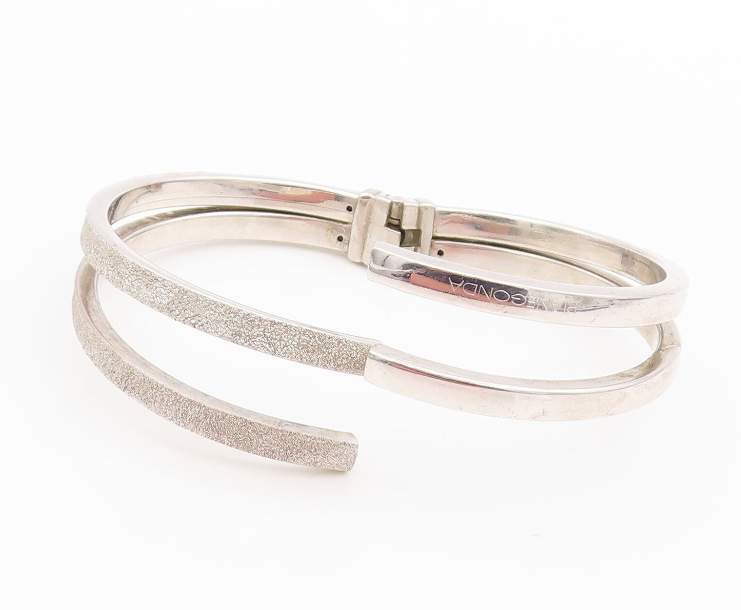 925 Sterling Silver Vintage Bracelet PIANEGONDA Hinged Split Bands  BT10834