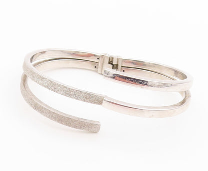 925 Sterling Silver Vintage Bracelet PIANEGONDA Hinged Split Bands  BT10834