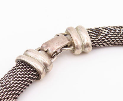 14k Gold 925 Sterling Silver Vintage Necklace Dark Tone Net Effect Cutout NE4437