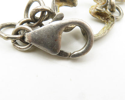 IRELAND 925 Silver  Vintage Dark Tone Open Clovers Chain Bracelet  BT7133