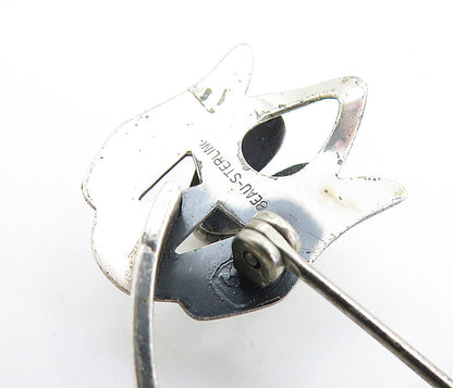 BEAU 925 Sterling Silver  Vintage Modernist Designed Dog Brooch Pin  BP2524