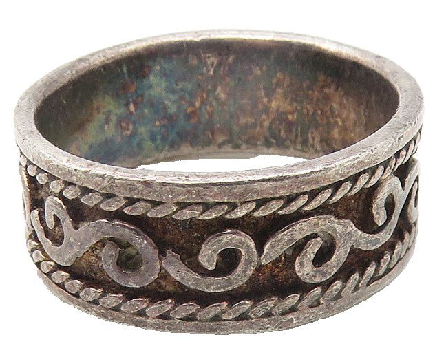 925 Sterling Silver  Vintage Dark Tone Swirl Vine Band Ring Sz 6.5  RG11271