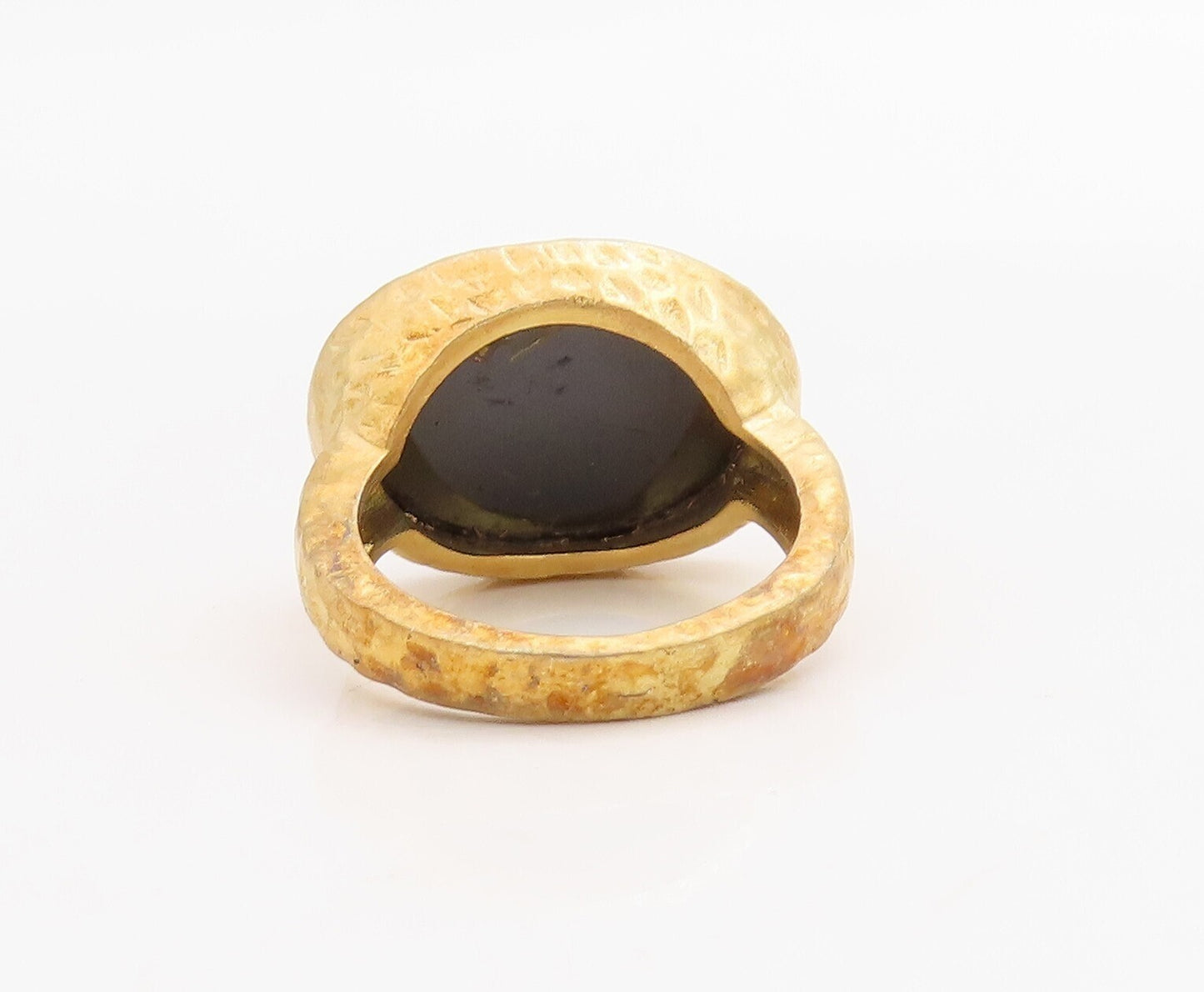 925 Sterling Silver Vintage Ring Gold Plated Oval Cut Onyx  Sz 5  RG30718