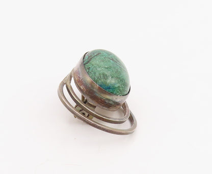 925 Sterling Silver Vintage Brooch Pin ISRAEL Modernist Oval Gemstone  BP12282