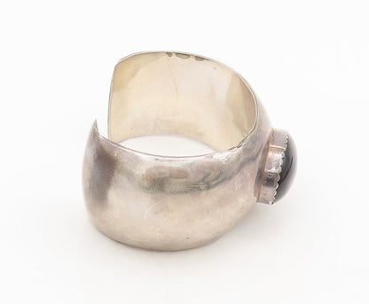 925 Sterling Silver Vintage Bracelet RMJ NAVAJO Solid Large Oval Onyx  BT10261
