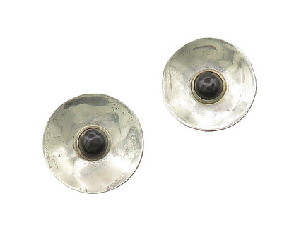 HUBERT HARMON 925 Silver  Vintage Black Onyx Non Pierce Drop Earrings  EG8749