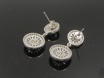 925 Silver  Vintage Sparkly Cubic Zirconia Round Dangle Earrings  EG11600