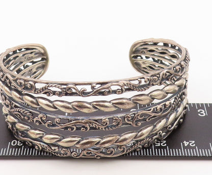 925 Sterling Silver Vintage Bracelet CAROLYN POLLACK Cutout Carved Cuff  BT10816