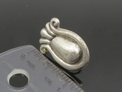 MEXICO 925 Silver  Vintage Antique Scalloped Non Pierced Earrings  EG11671