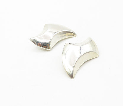 925 Sterling Silver  Vintage Shiny Hollow Non Pierce Drop Earrings  EG3804