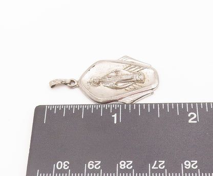 925 Sterling Silver Vintage Pendant THEDA Religious Carved Mother Mary  PT22717