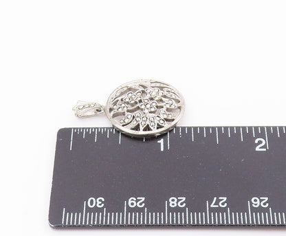 925 Sterling Silver  Vintage Sparkling Floral Vine Motif Pendant  PT16081
