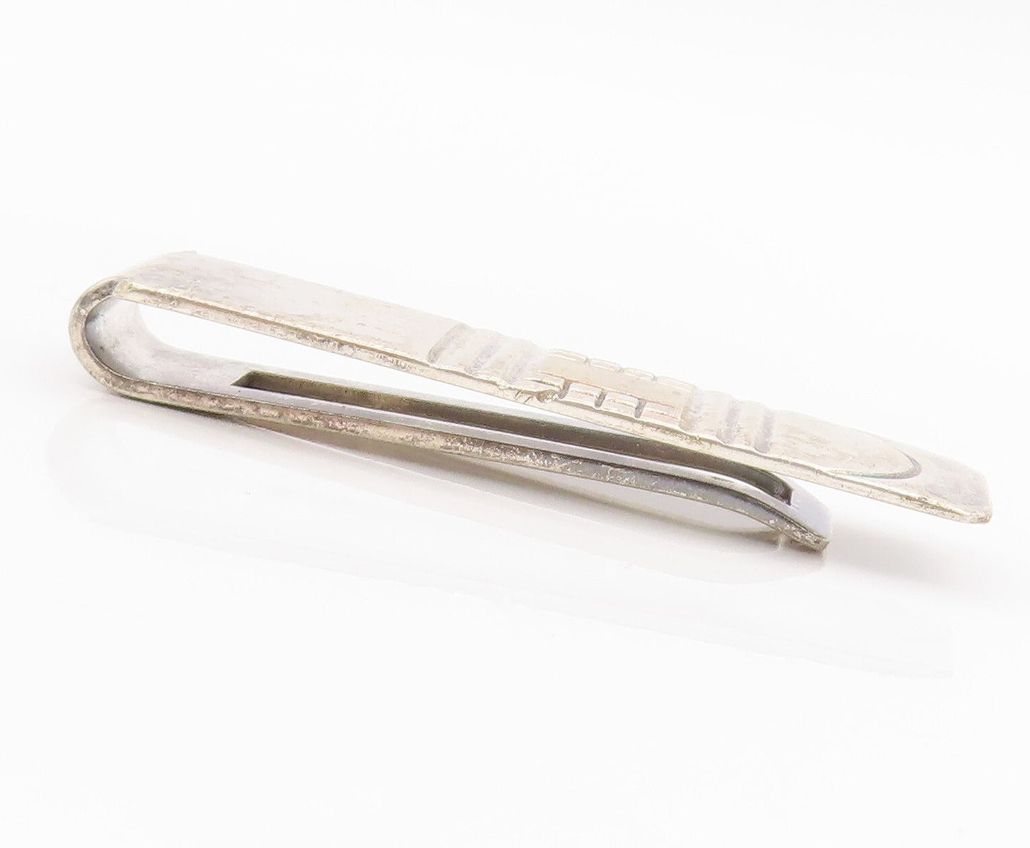 925 Sterling Silver Vintage Money Clip Solid Designer Brick Wall Carved  TR3874