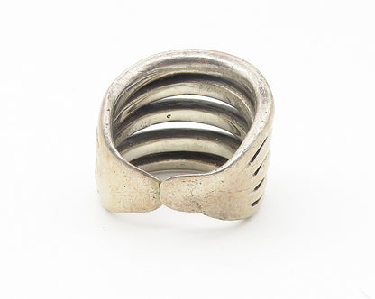 925 Sterling Silver  Vintage Smooth Dark Tone Split Band Ring Sz 5.5  RG10729