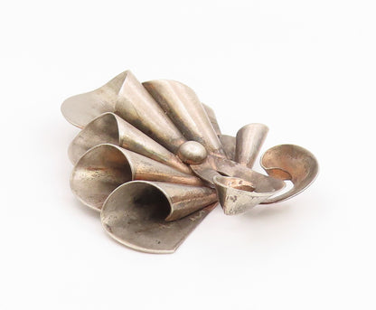 BROOKRAFT 925 Sterling Silver Vintage Modernist Ribbon Swirl Brooch Pin BP6314