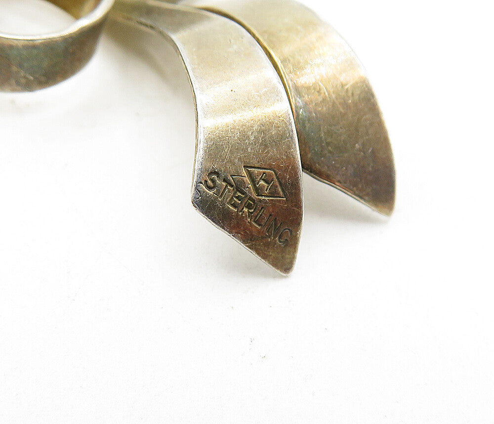 925 Sterling Silver  Vintage Dark Tone Bow Tied Ribbon Brooch Pin  BP1448