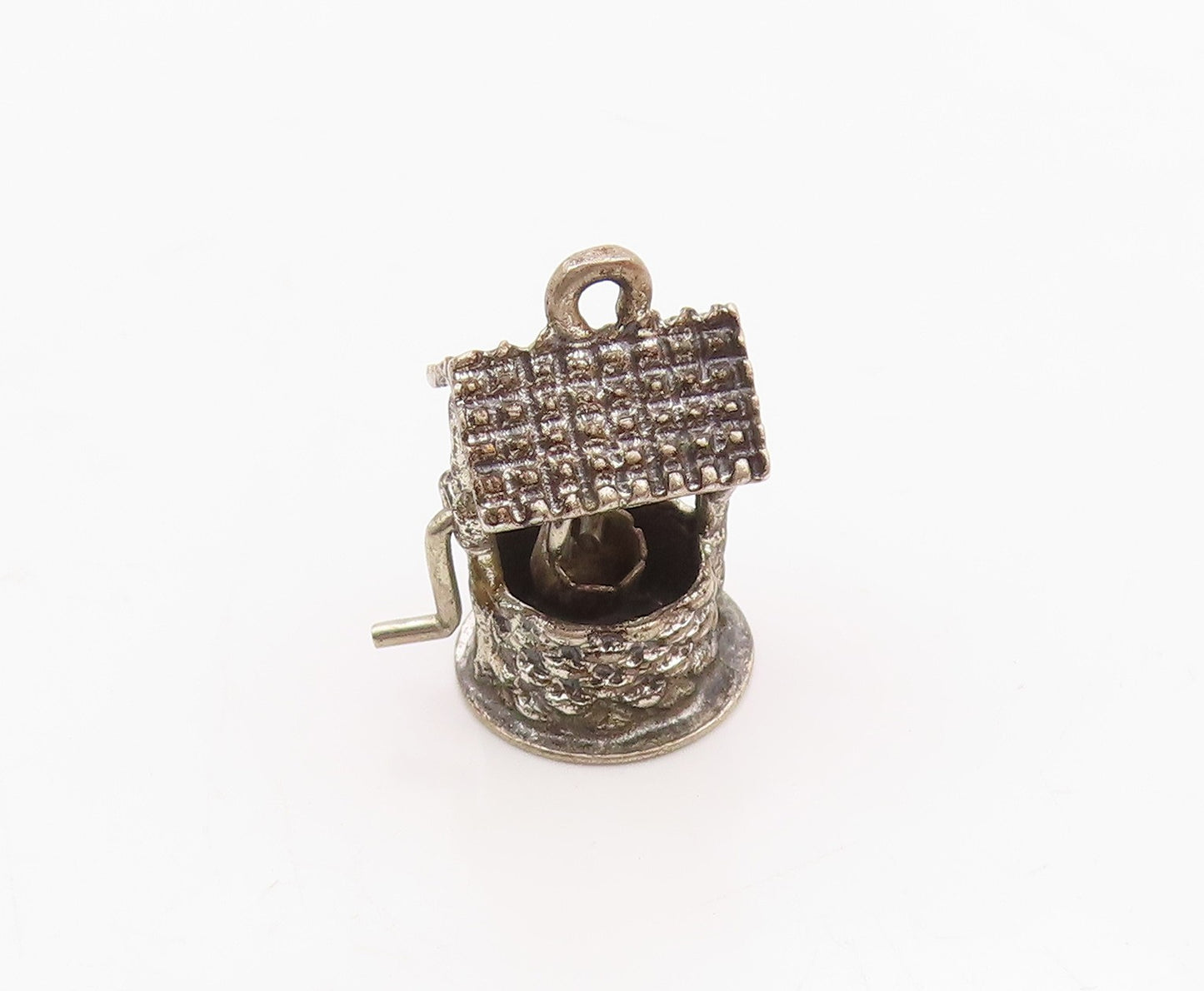 BEAU 925 Silver  Vintage Antique Wishing Water Well Drop Pendant  PT21718
