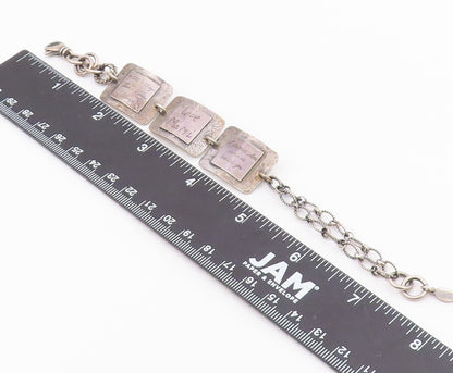 DESIGNER 925 Sterling Silver  Vintage Etched Writing Chain Bracelet  BT8656