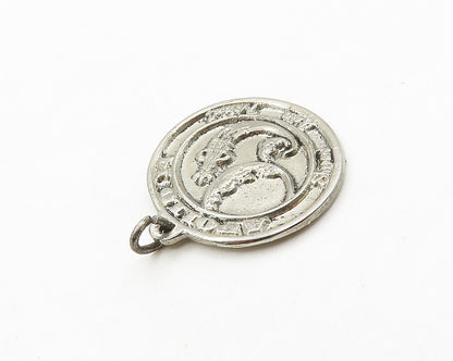 925 Sterling Silver  Vintage Apollo 14 Spacecraft 1971 Round Pendant  PT15514