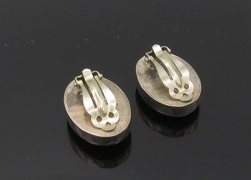 SILVER CREATIONS 925 Silver Vintage Rhodochrosite Non Pierce Earrings EG9831