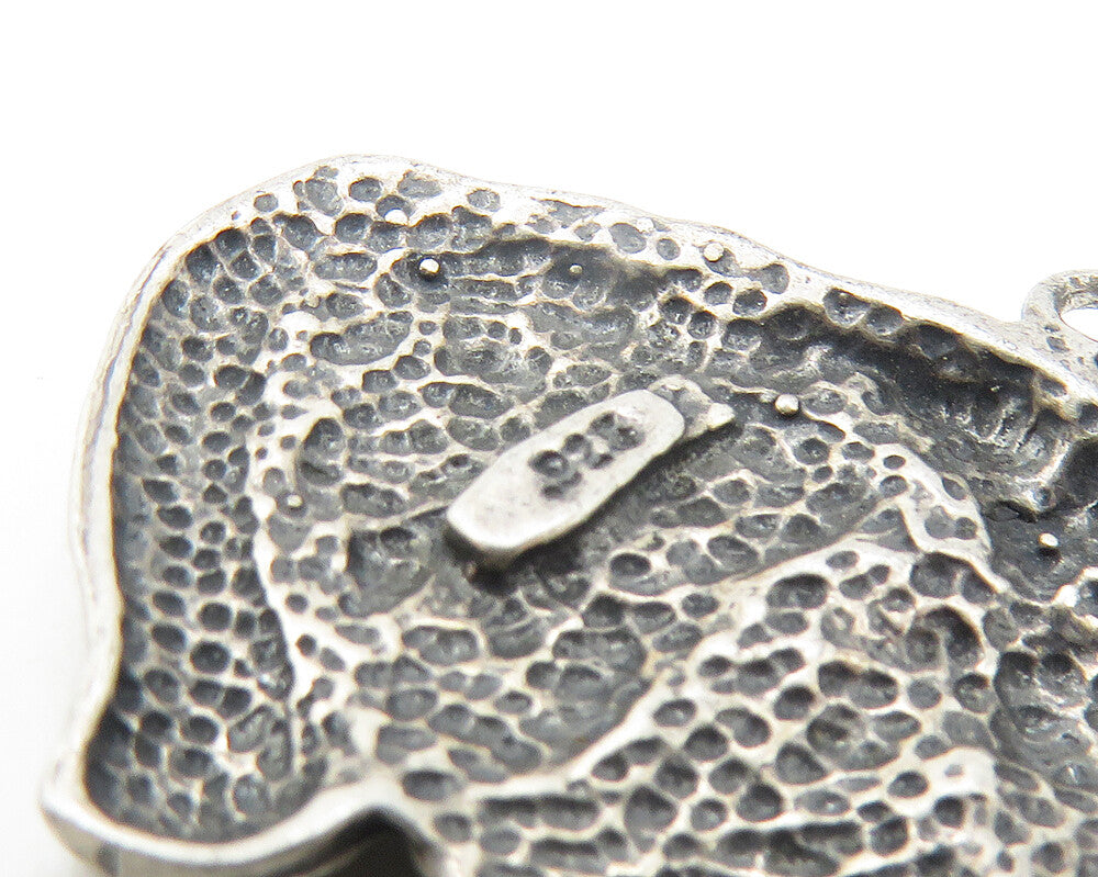 925 Sterling Silver  Vintage Dark Tone Wild Cat Open Mouth Pendant  PT9121