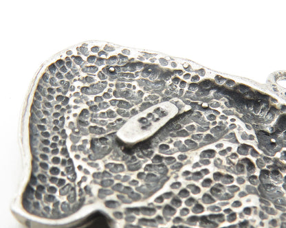 925 Sterling Silver  Vintage Dark Tone Wild Cat Open Mouth Pendant  PT9121