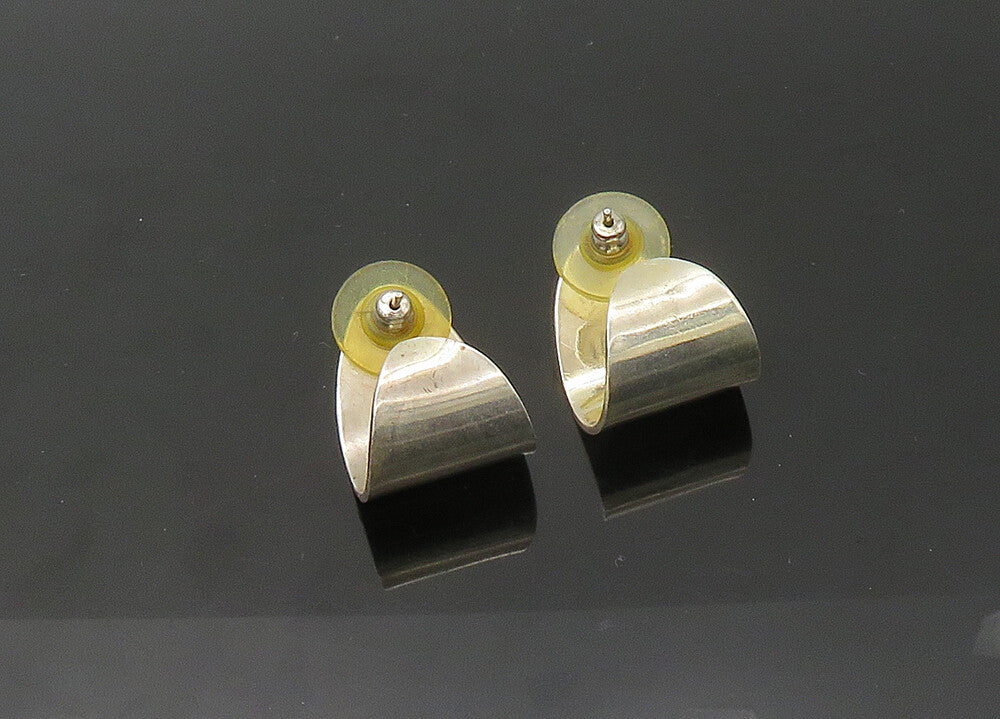 MEXICO 925 Sterling Silver  Vintage Black Onyx Curved Drop Earrings  EG11008