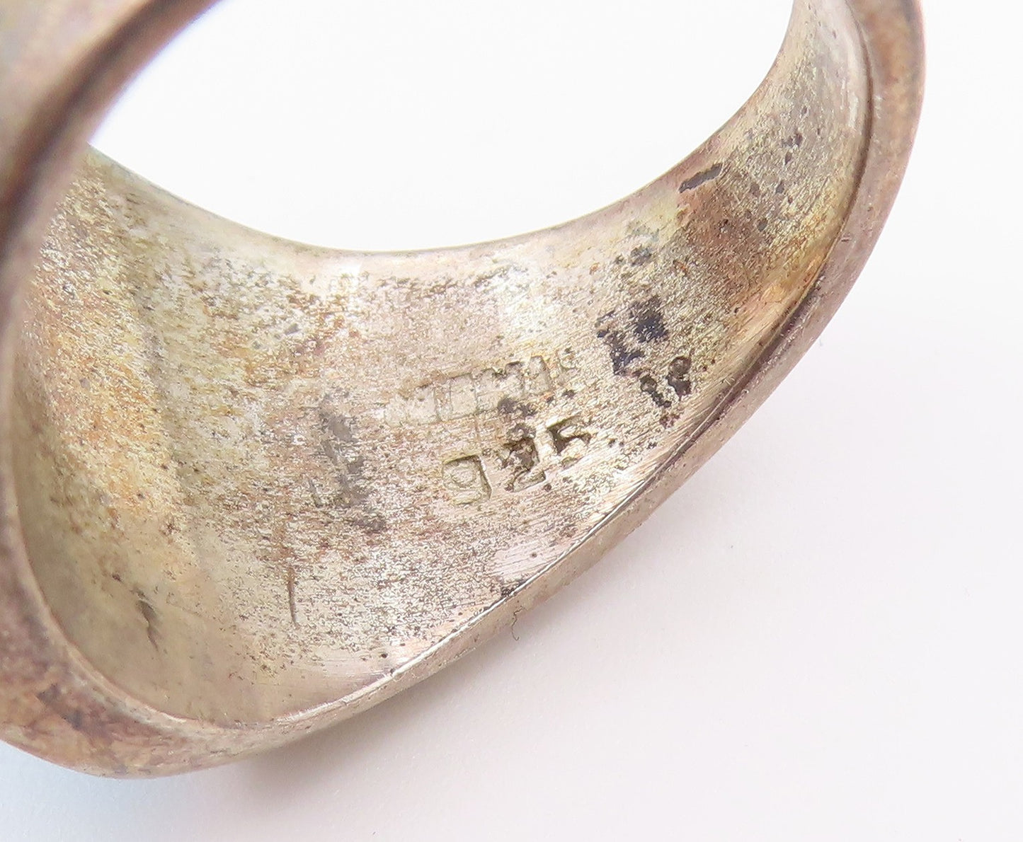 925 Sterling Silver Vintage Ring MEXICO Turquoise Statement Band Sz 9.5 RG36584