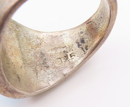 925 Sterling Silver Vintage Ring MEXICO Turquoise Statement Band Sz 9.5 RG36584