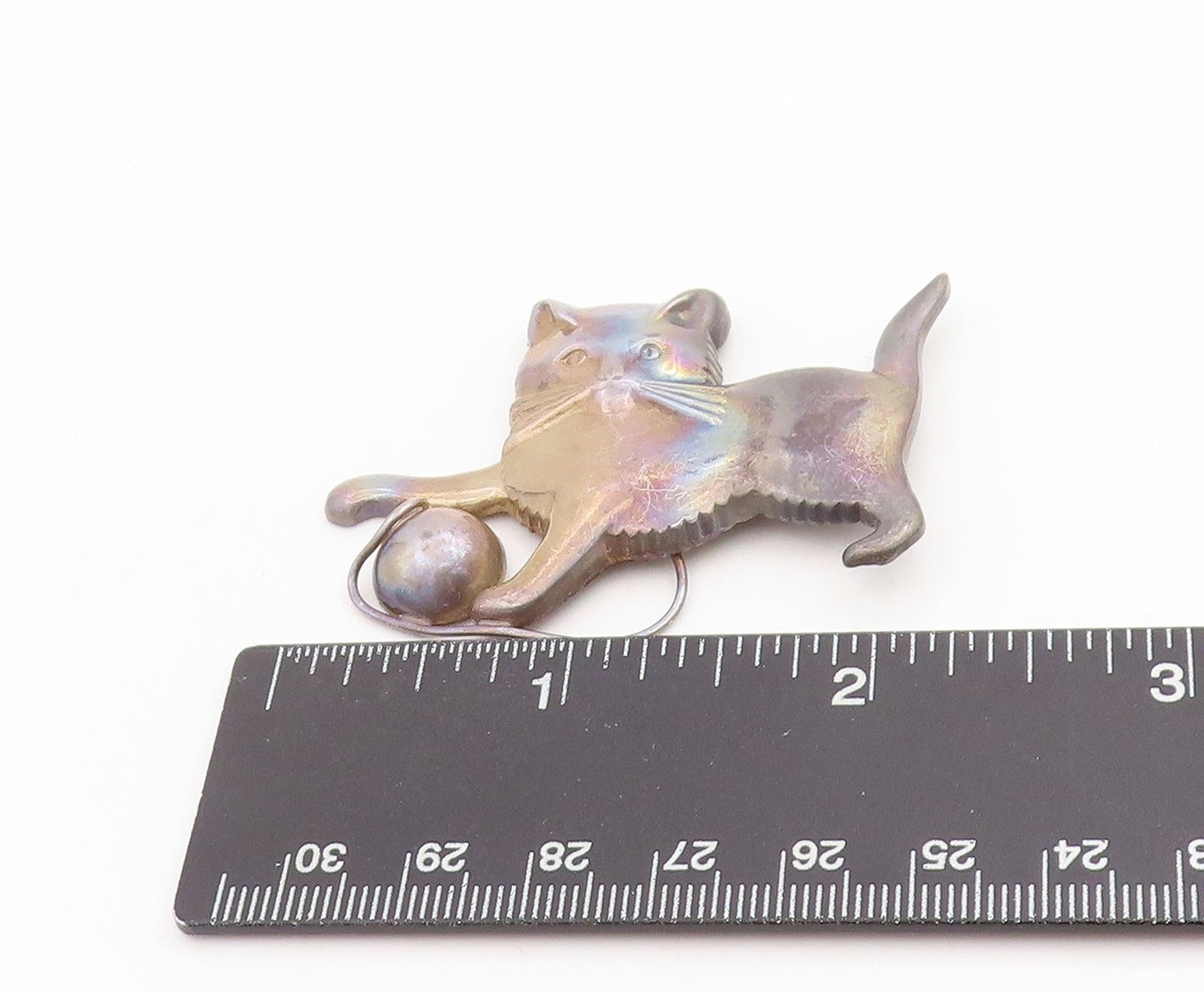 925 Sterling Silver Vintage Brooch LANG Kitten With Ball Of Yarn Pin  BP11958