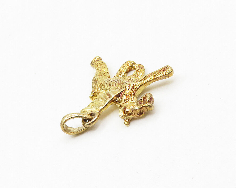 925 Sterling Silver  Vintage Shiny Gold Plated Dog With Wings Pendant  PT13830