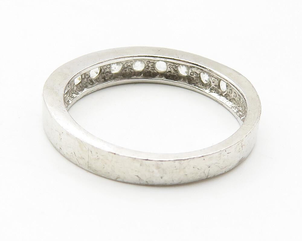 925 Sterling Silver  Cubic Zirconia Half Eternity Band Ring Sz 6  RG11586