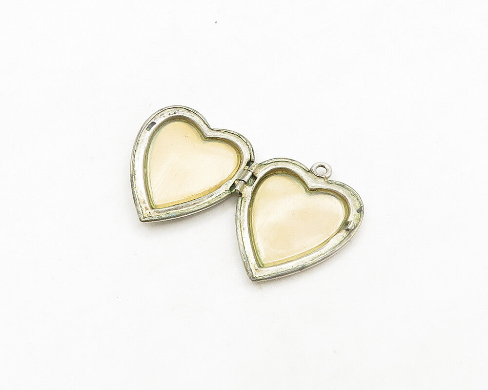 925 Sterling Silver  Vintage Love Heart Locket Pendant (OPENS)  PT15221