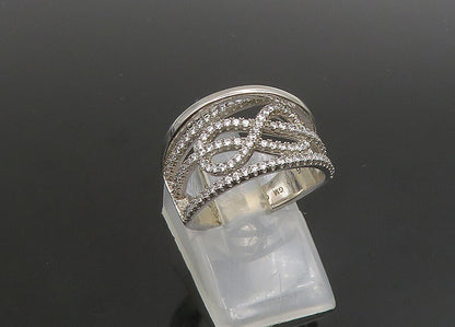 925 Silver   Vintage Shiny Topaz Infinity Split Shank Band Ring Sz 6  RG23364