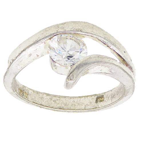 925 Sterling Silver  Vintage Cubic Zirconia Bypass Band Ring Sz 7.5  RG19678